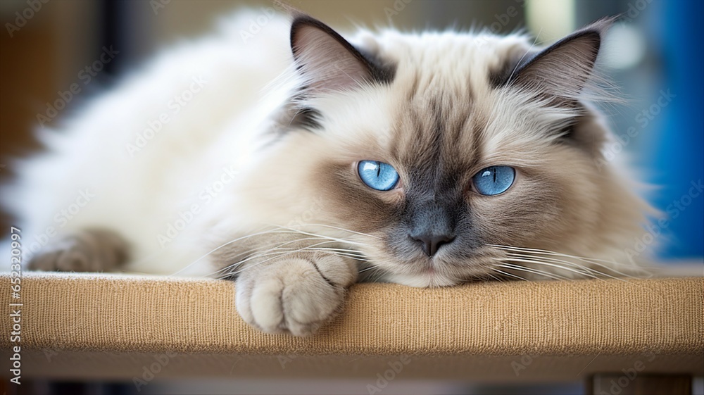 Relaxed Ragdoll Cat Comfortable Pose