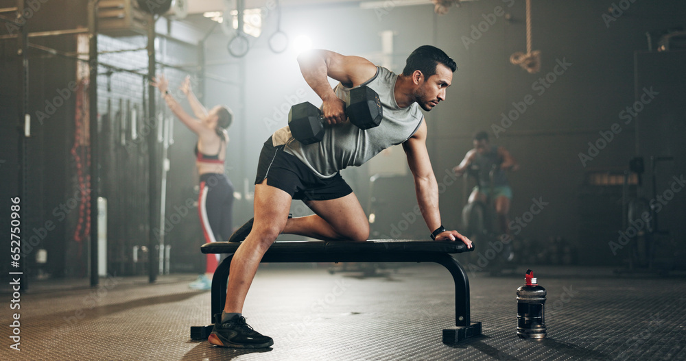 Fitness, friends and face in gym with confidence, workout and exercise class. Diversity, young people and wellness portrait of serious athlete with coach ready for training and sport at a health club