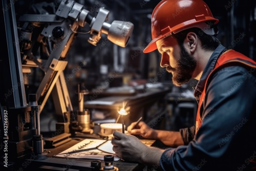 Engineer working at industry factory.