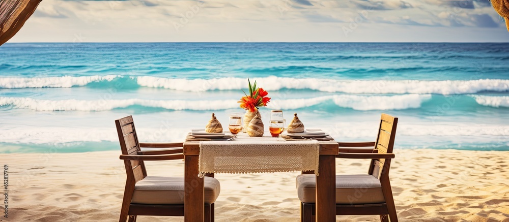 Tropical beach restaurant with outdoor dining