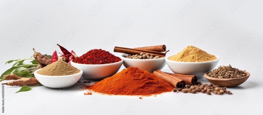 Various spice collection including Chili Masala