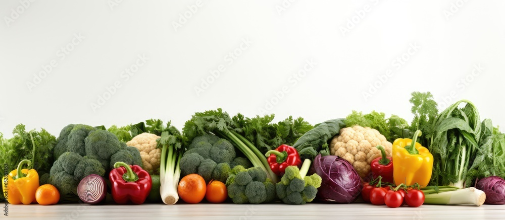 Organic farm to table vegetables on a white background