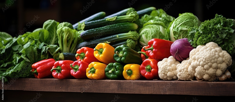 Farmers market with fresh vegetables