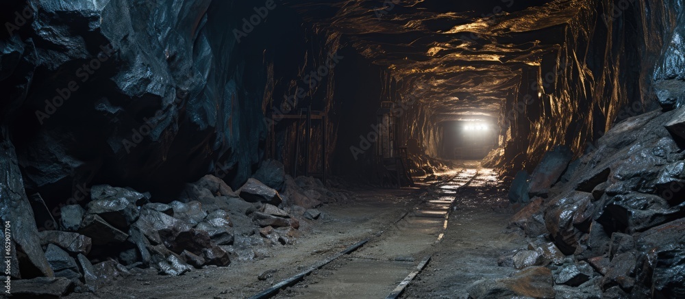 Deserted limestone mine tunnel