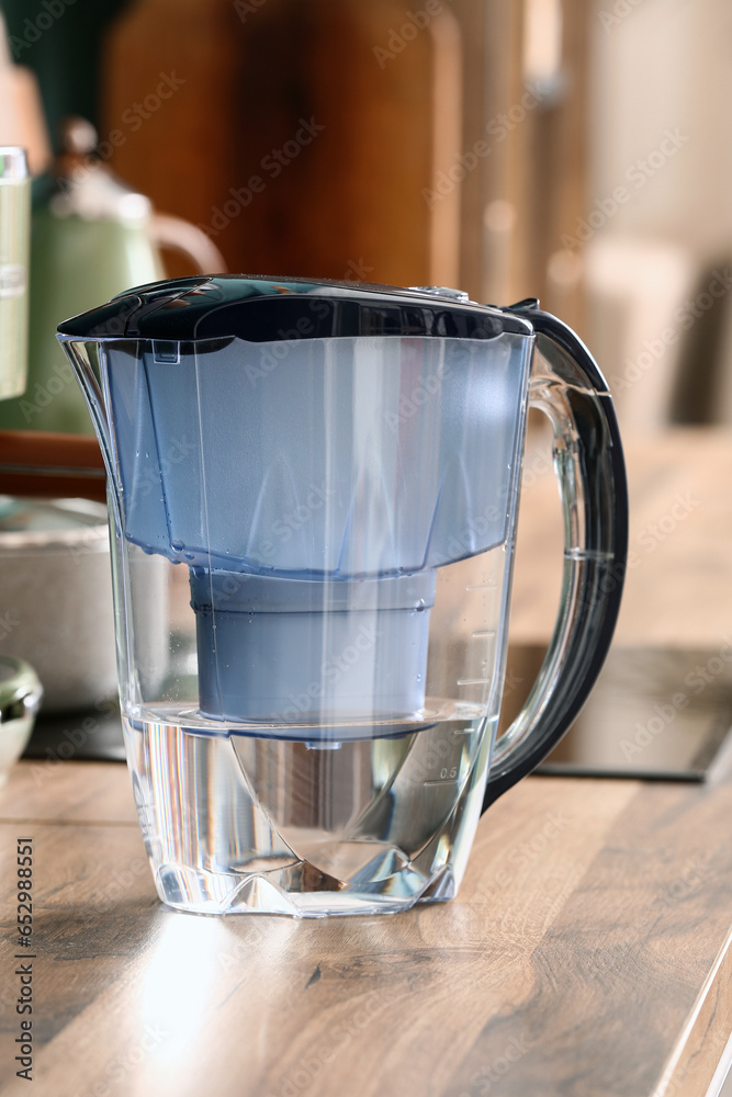 Modern filter jug on kitchen counter