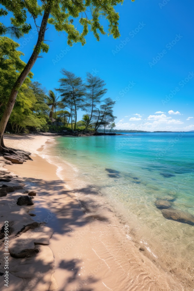 Private beach with crystal clear blue water