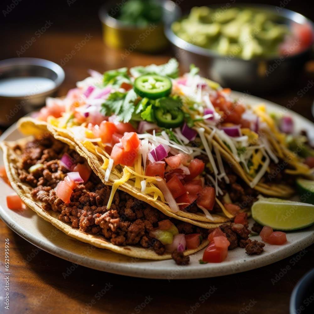 Freshly made taco with colorful toppings