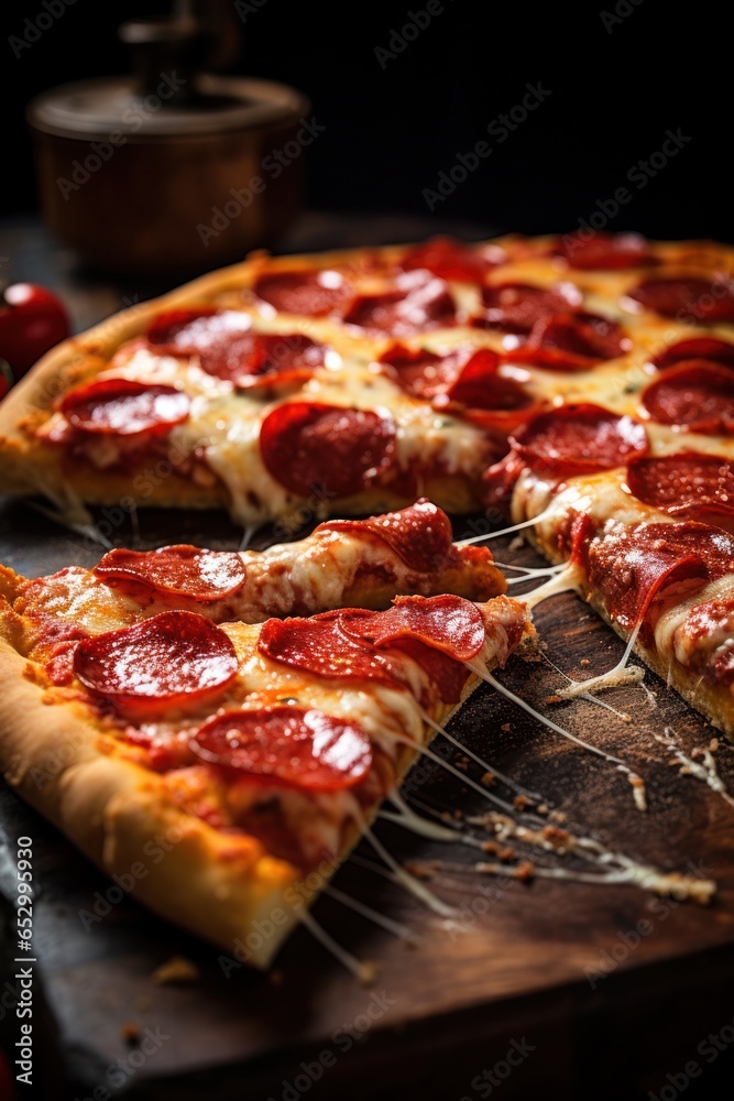 Cheesy and savory pepperoni pizza slice