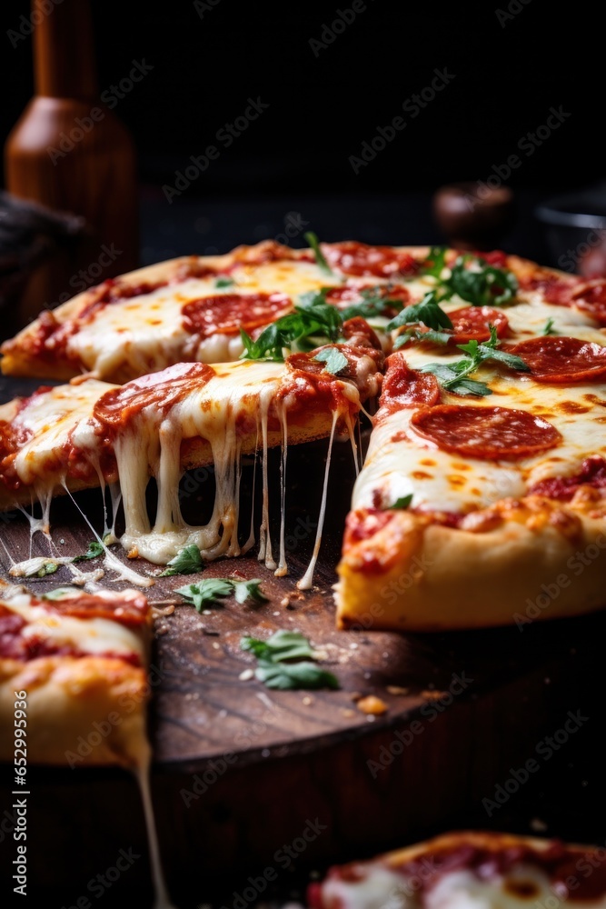 Cheesy and savory pepperoni pizza slice