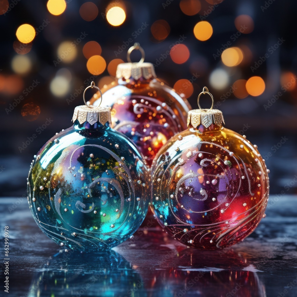 Colorful and sparkling Christmas decorations