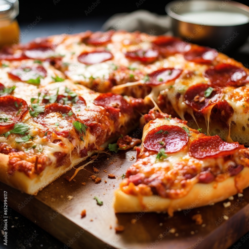 Cheesy and savory pepperoni pizza slice