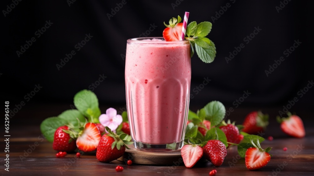 Creamy and refreshing strawberry milkshake