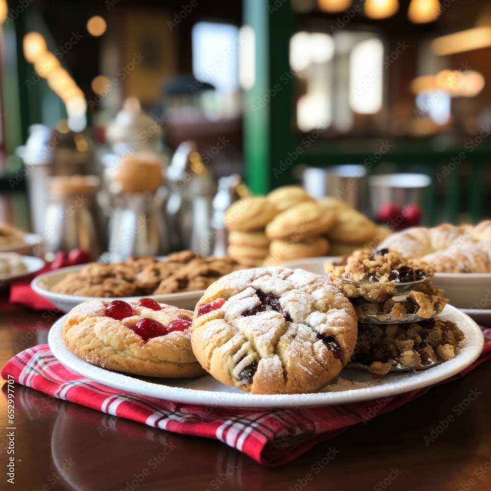 Delicious holiday treats and baked goods.