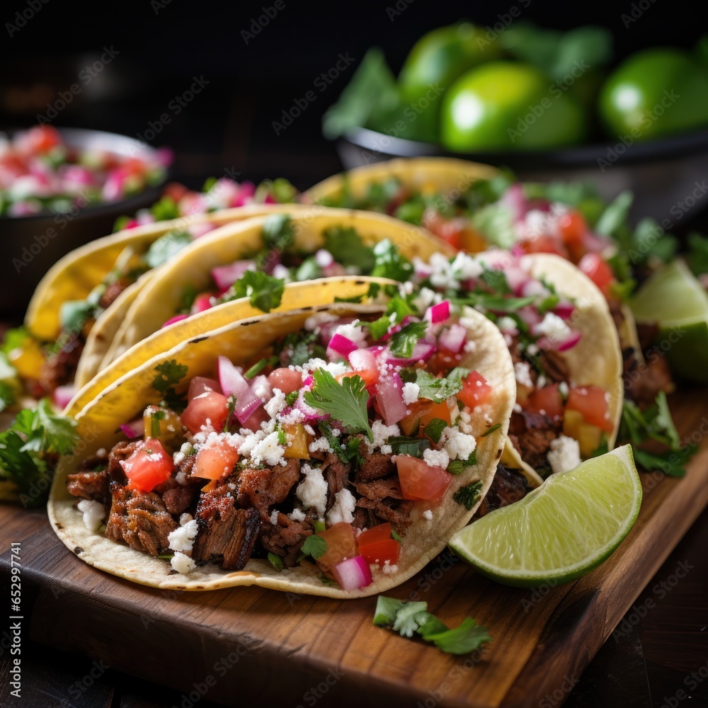 Freshly made taco with colorful toppings