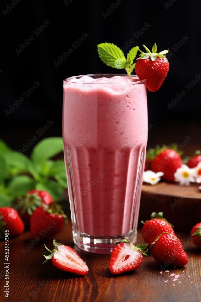 Creamy and refreshing strawberry milkshake