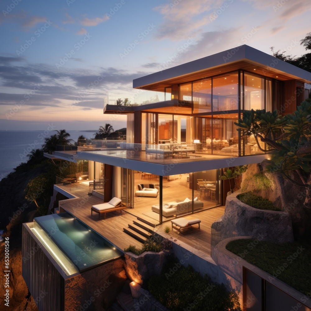 Cliffside villa with panoramic ocean views