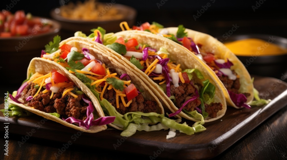 Freshly made taco with colorful toppings