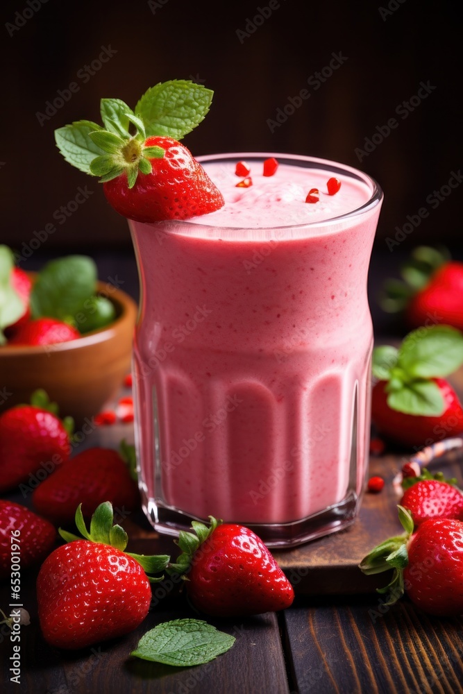 Creamy and refreshing strawberry milkshake