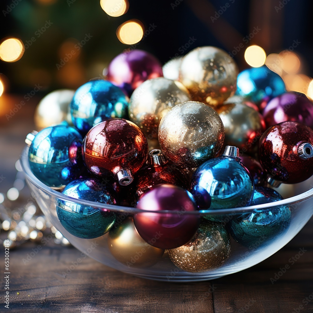 Colorful and sparkling Christmas decorations