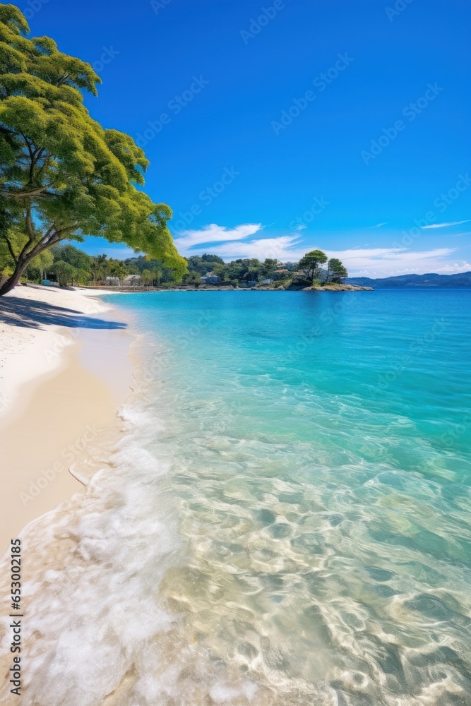 Private beach with crystal clear blue water