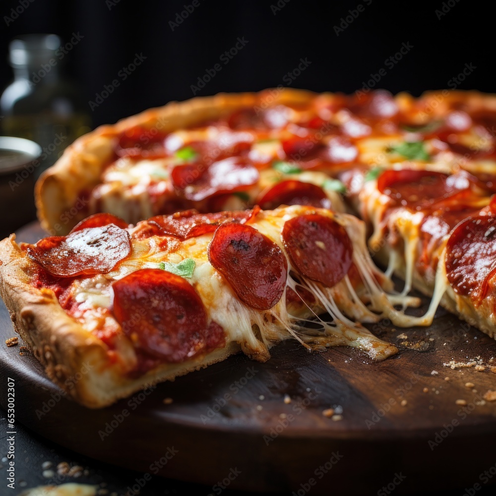 Cheesy and savory pepperoni pizza slice