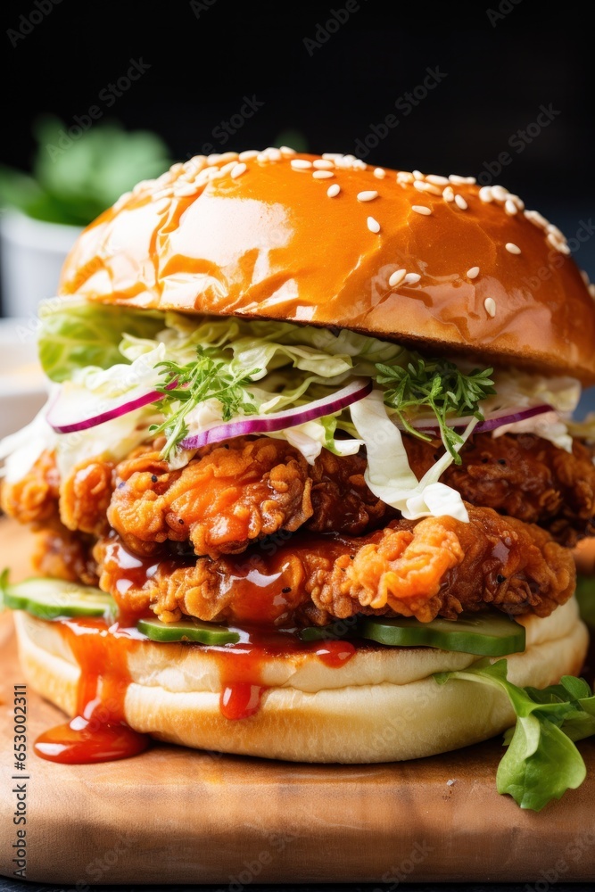 Crispy and golden fried chicken sandwich