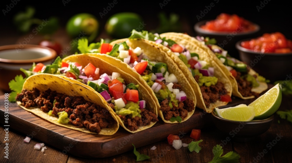 Freshly made taco with colorful toppings