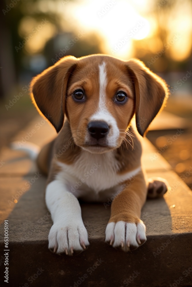 Cute puppy with big brown eyes.