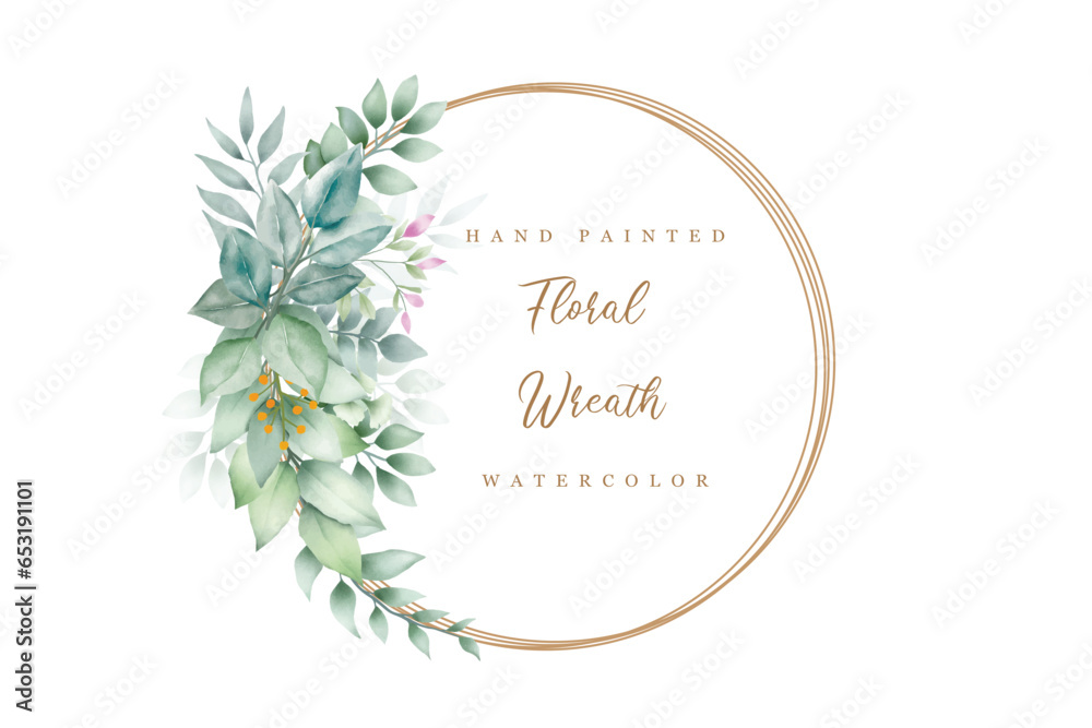 watercolor floral wreath in vintage illustration