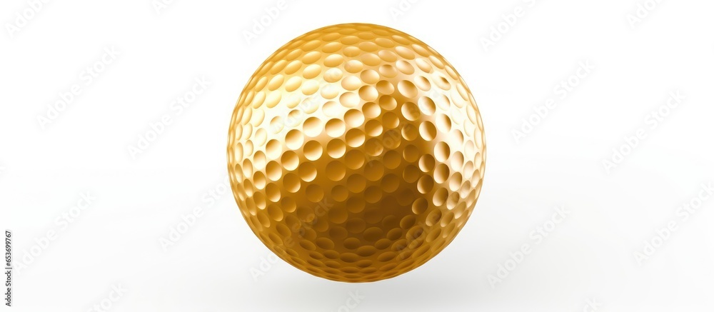 a single gold golf ball on a white background