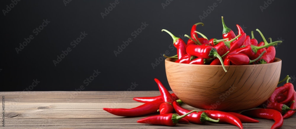 Chili peppers displayed on wooden backdrop