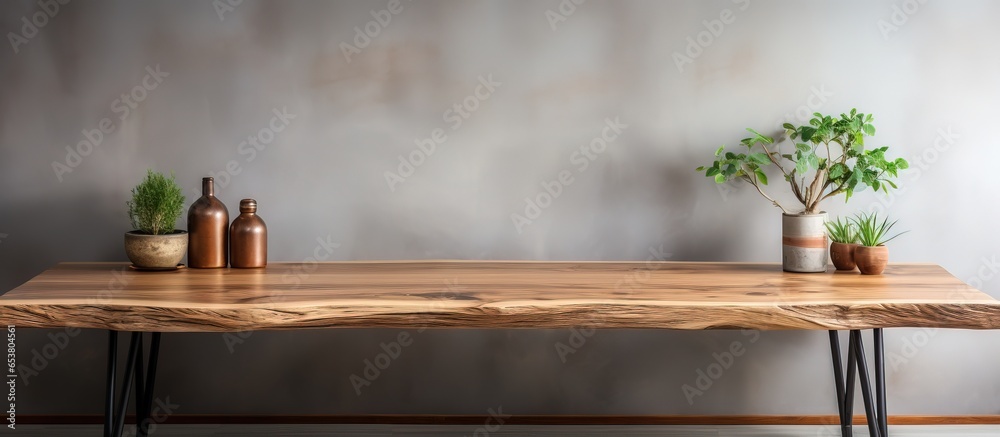 Wooden legged natural wood table in the decor