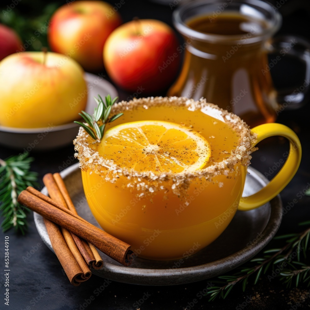 Warm apple cider served in cozy mugs