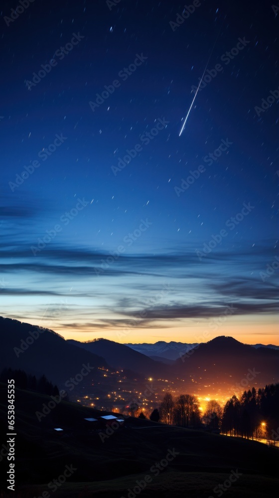 Comet streaking through the night sky