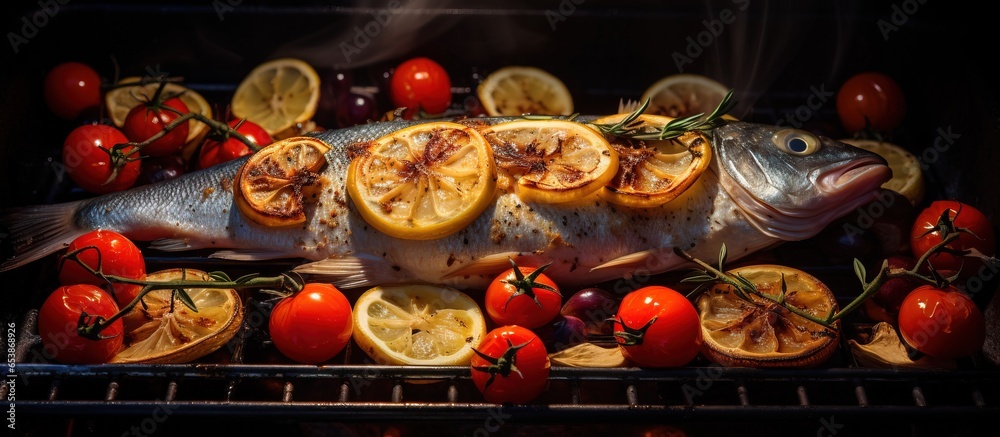 Baking herbed sea bass on parchment in oven Supper is ready