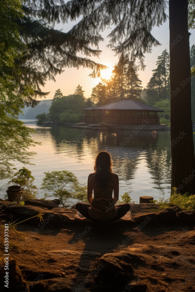 Yoga and meditation in a peaceful setting