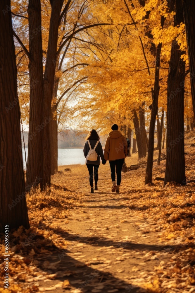 Nature walk with fall foliage