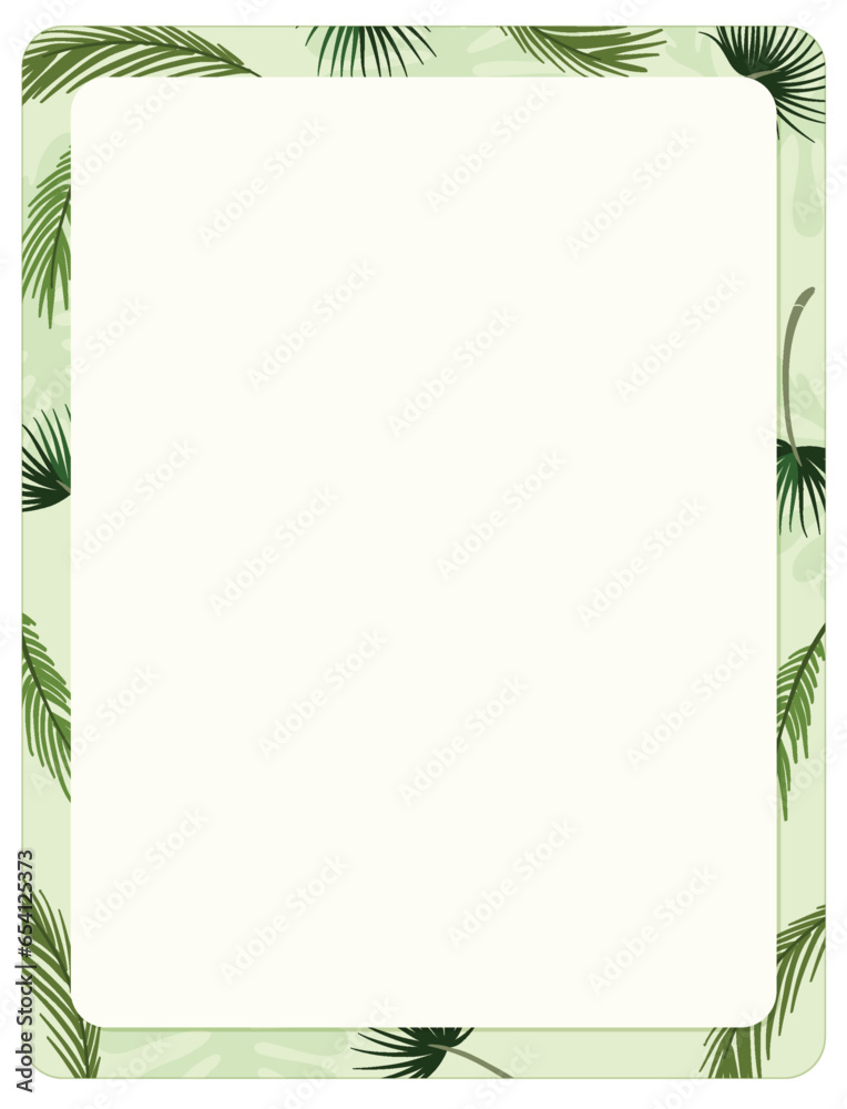 Green Tropical Palm Leaves A-Frame Border Template