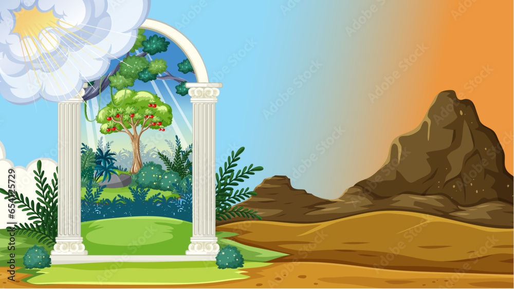 Garden of Eden Cartoon Background Scene