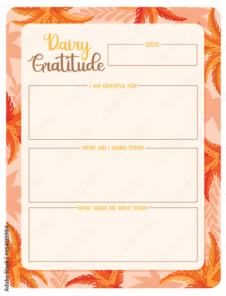 Autumn Leaves Gratitude Diary Template