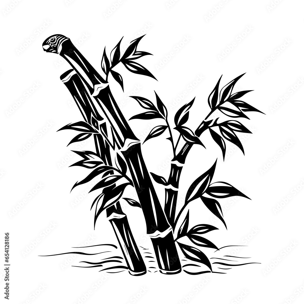 Bamboo Logo Monochrome Design Style