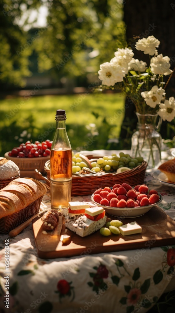 Picnic in the park. charming, relaxed, sweet, playful, natural