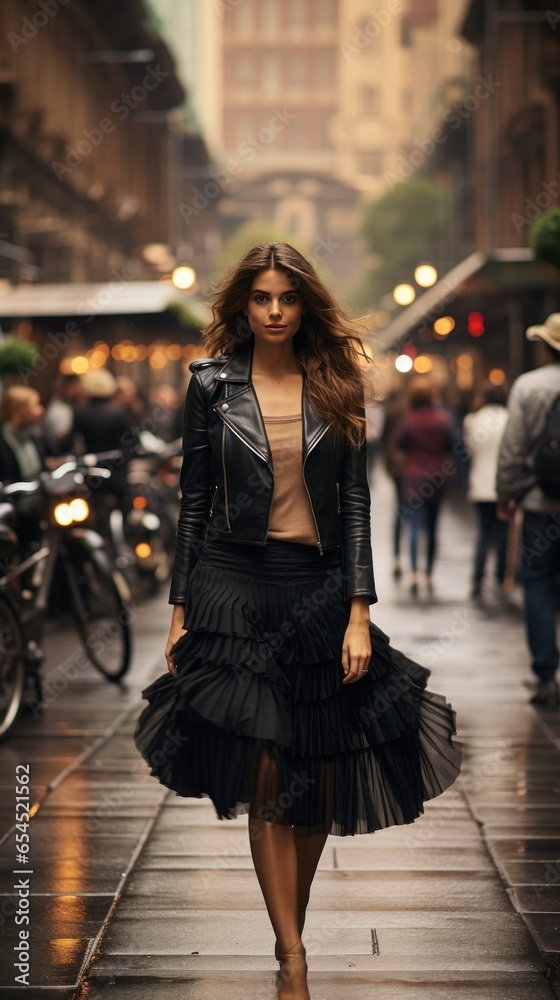 City stroll. chic, cosmopolitan, romantic, trendy, urban