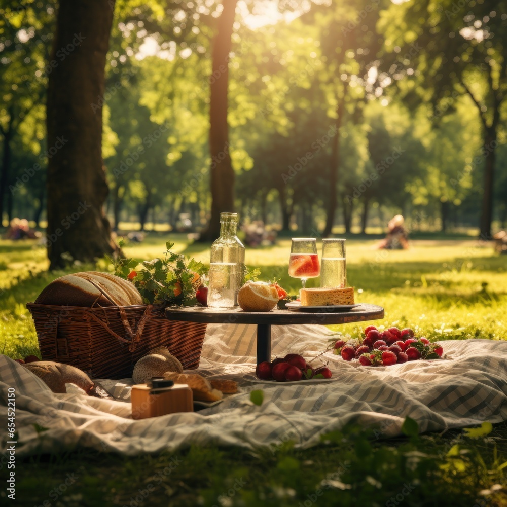 Picnic in the park. charming, relaxed, sweet, playful, natural