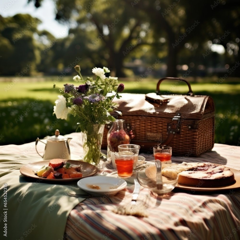 Picnic in the park. charming, relaxed, sweet, playful, natural