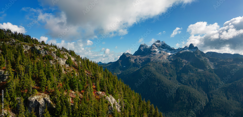 Canadian Mountain Landscape. Fall Season. Aerial Nature Background.