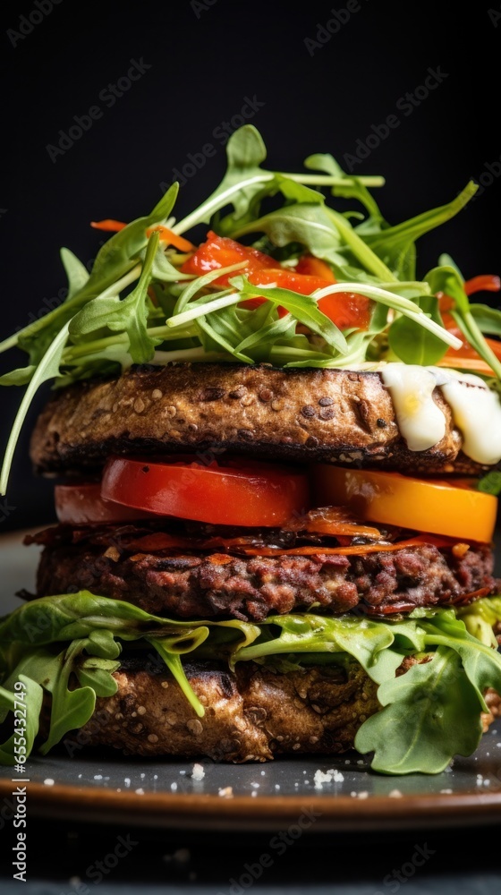 Plant-based burger. juicy meaty and guilt-free