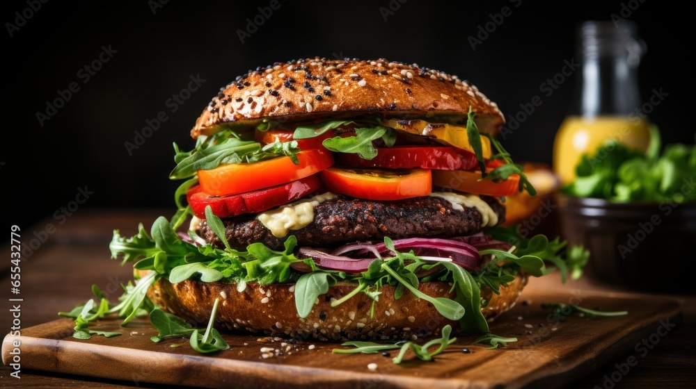 Plant-based burger. juicy meaty and guilt-free