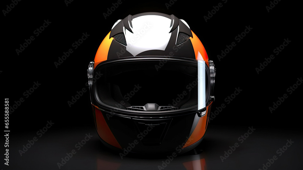 Racer helmet on asphalt, karting sport concept. Generative Ai