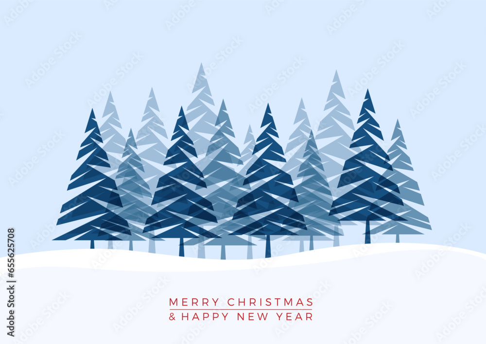 Winter landscape background with fir tree and snow in mountain. Christmas. Abstract vector illustration.